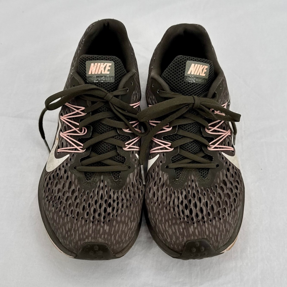 Nike Zoom Winflo 5 Womens Lightweight Running Shoes Olive Green & Pink Size 8